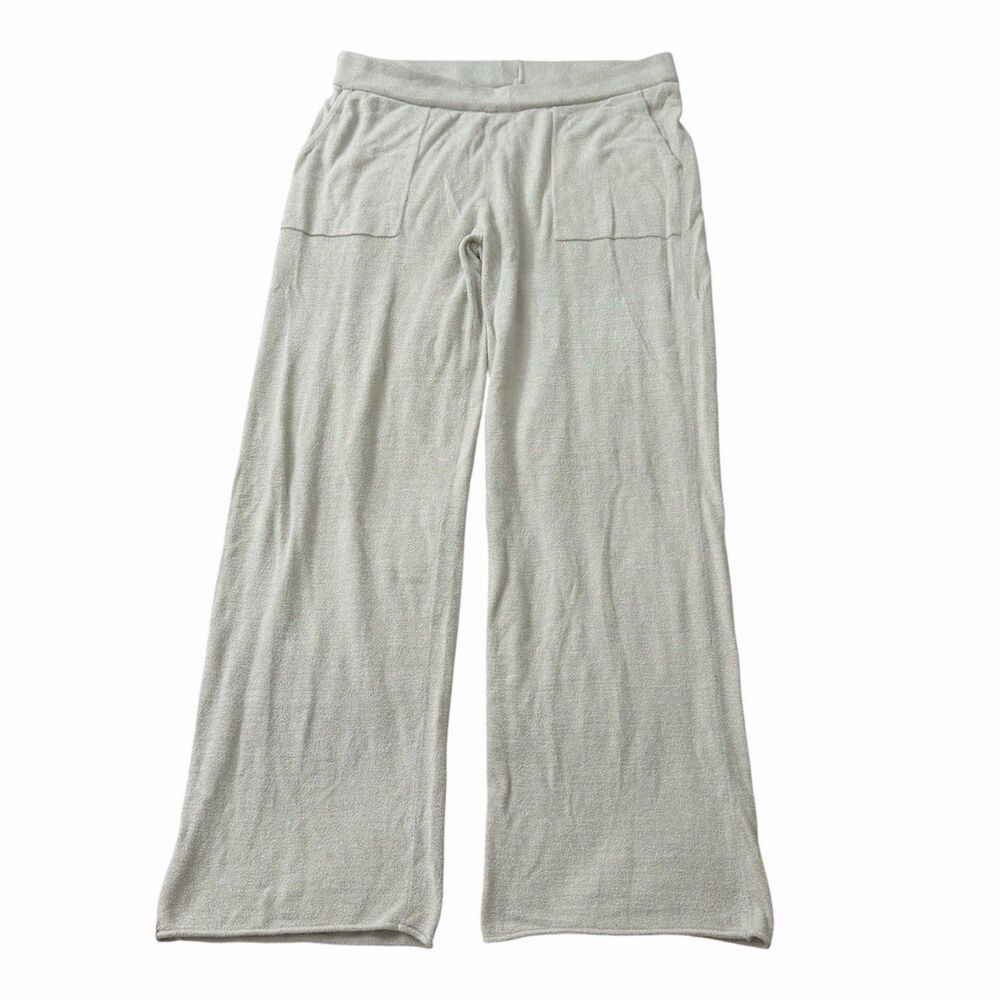 Barefoot Dreams Pants Large Almond Cozychic Ultraβ Lite Wide Leg Patch Pockets